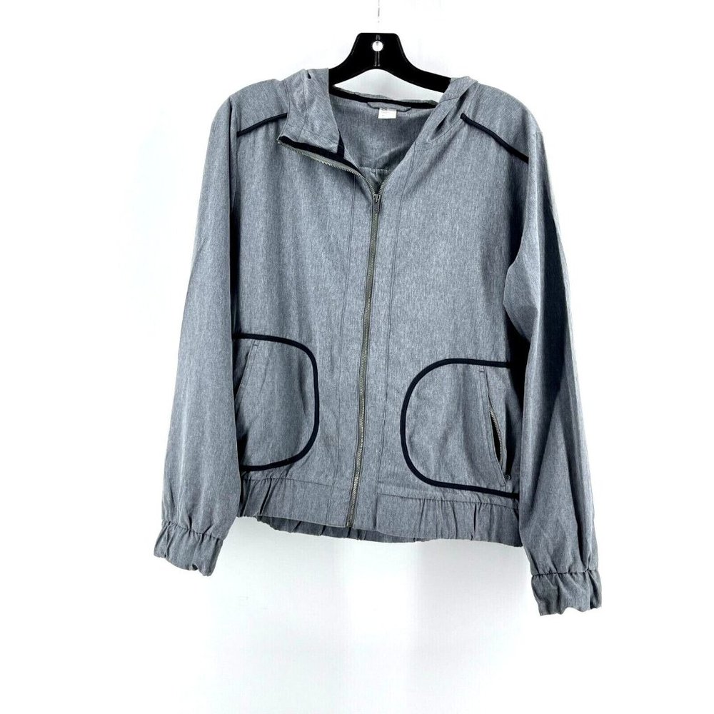 Gap Fit Men's Active Wear Running Gray Long Sleeve Zip Jacket Wind Breaker Med